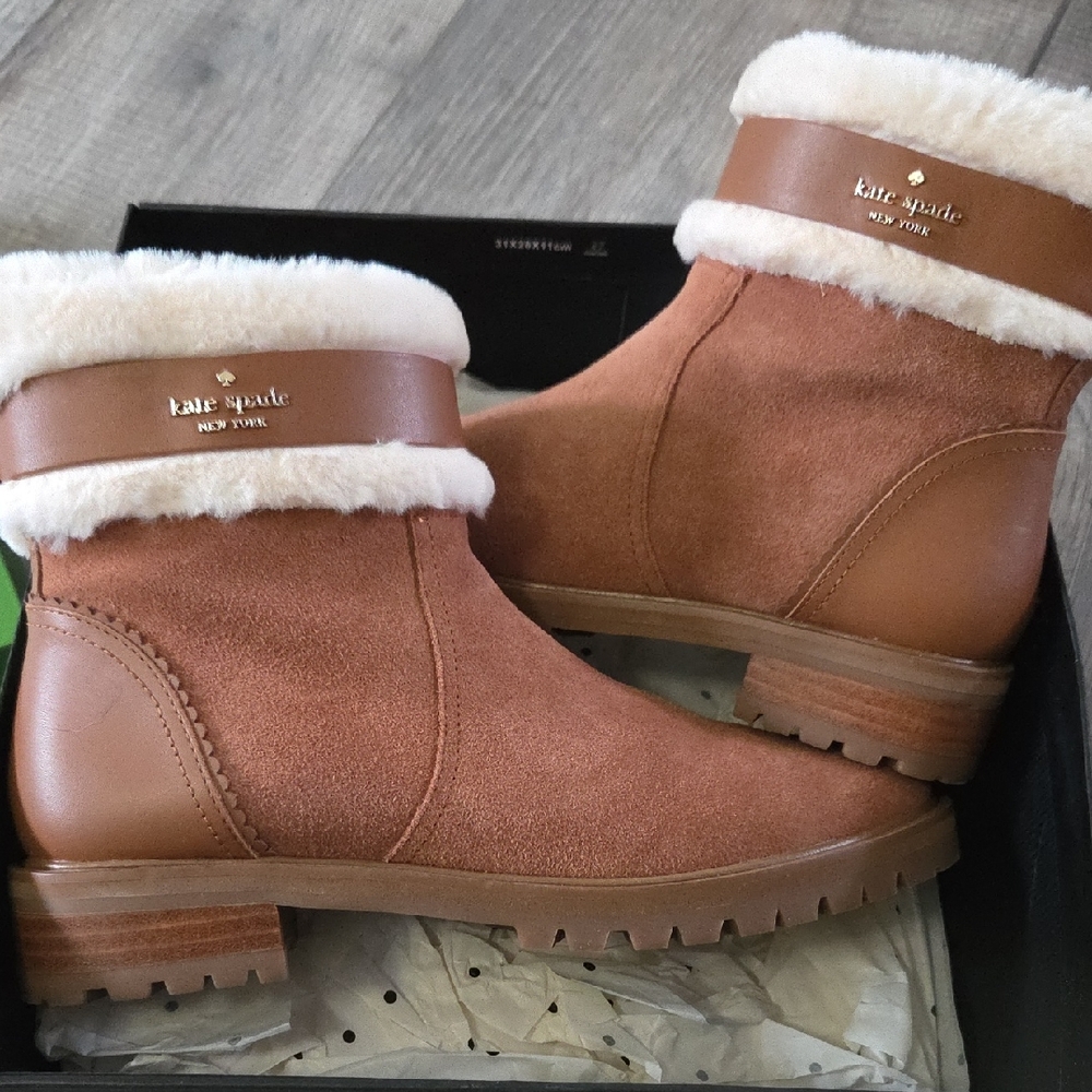 kate spade Brown Winter Boots with Cream Trim